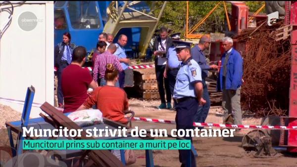 STRIVIT de container. O macara s-a răsturnat şi un bărbat a murit pe loc, pe un şantier din Capitală