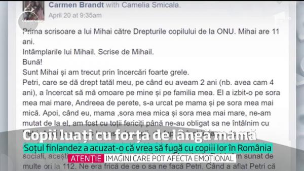 DRAMA UNEI MAME ROMÂNCE, în Finlanda. Statul i-a luat abuziv copiii şi a condamnat-o pentru defăimare. Micuţii au trimis scrisori de ajutor la ONU