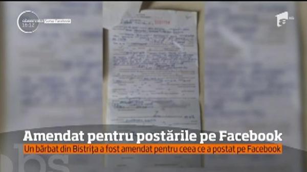Un bistriţean a fost amendat în urma unei postări pe Facebook!