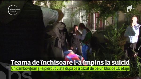 Momente de groază la Târgovişte! Un bărbat arestat la domiciliu a sărit de pe un bloc de 10 etaje. A stat pe marginea clădirii timp de şase ore!