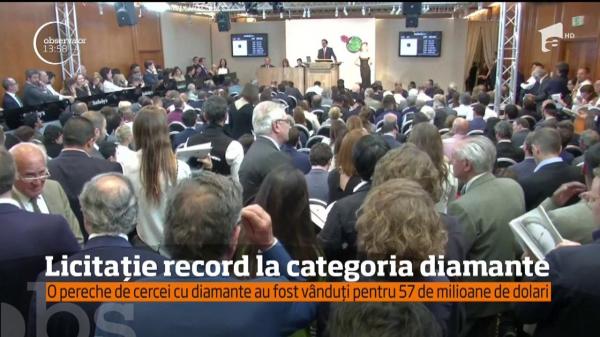 Licitaţie record la Geneva! O pereche de cercei cu diamante s-a vândut cu 57 de milioane de dolari (VIDEO)
