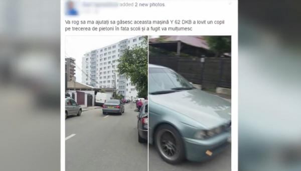 Dreptate căutată pe Internet! O fetiţă ar fi fost lovită de un şofer fugar, iar tatăl ei a postat poze cu maşina pe Facebook. Zeci de mii de oameni au reacţionat