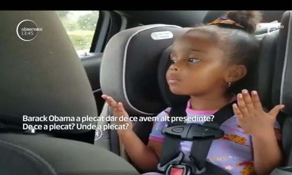 O fetiţă din Statele Unite, vedetă pe internet! Micuţa este supărată că Barack Obama nu mai este preşedinte (VIDEO)