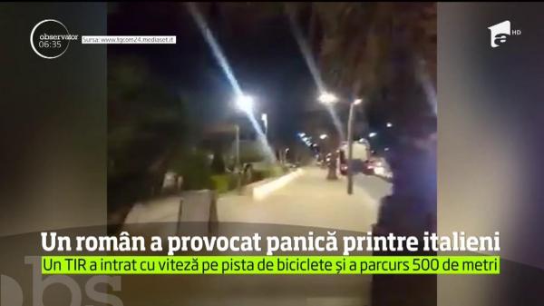 Panică în Italia! Un TIR din România a intrat cu viteză pe pista de biciclete şi a mers pe contrasens. Oamenii au crezut că este vorba de un atentat terorist