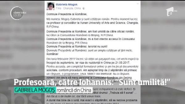 O profesoară româncă din China, către Klaus Iohannis: "Sunt umilită de autorităţile din ţara mea!"