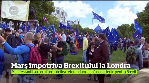 Marș împotriva Brexitului la Londra. Manifestanţii cer un nou referendum (VIDEO)