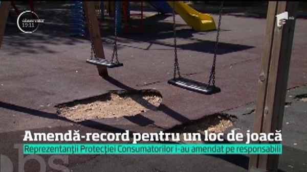 Amendă-record pentru locul de joacă din Capitală, unde o fetiţă s-a rănit după ce frânghia s-a rupt