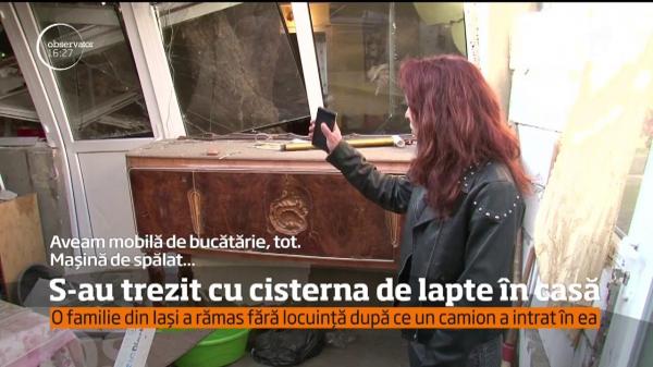 IMPACT devastator! Casa nouă a unei familii din comuna Vânători a fost distrusă în câteva clipe, de o cisternă plină cu lapte!