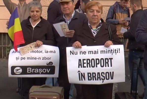 Braşovenii au ieşit în stradă şi cer construirea unui aeroport în oraşul lor