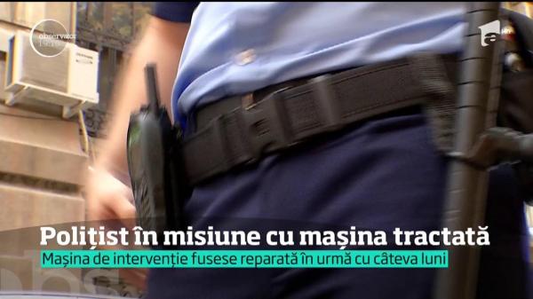 Un poliţist din Bacău a plecat să intervină la un jaf cu maşina de poliţie tractată. Până să ajungă, infractorul dispăruse. Acum este cercetat de superiori