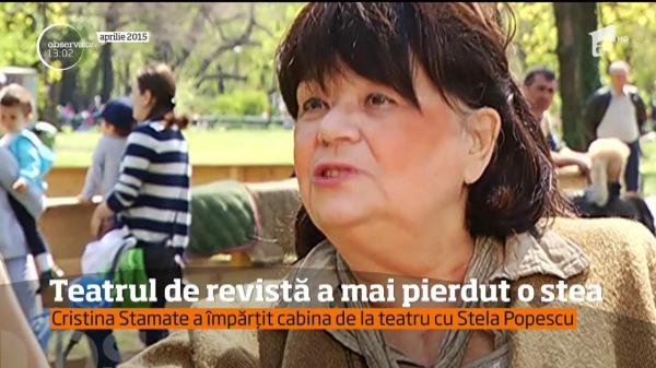 Cristina Stamate a părăsit această lume, la nici 24 de ore de când Stela Popescu a fost condusă pe ultimul drum