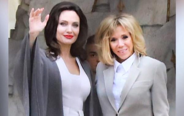 Angelina Jolie, primită la palatul prezidenţial de prima doamnă a Franţei, Brigitte Macron