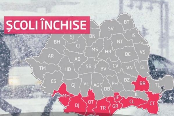 Gerul a închis şcolile şi grădiniţele din mai multe judeţe din ţară. În Italia, cursurile au fost suspendate, la Roma, pentru că au fost 6 grade!