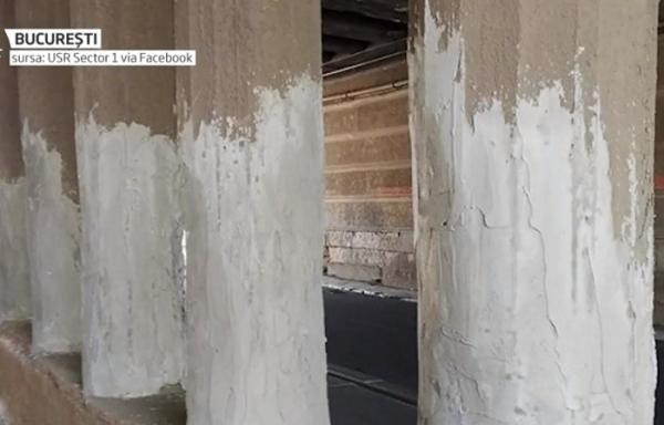 Pilonii podului Constanţa, măcinaţi până la fier, au fost tencuiţi cu ipsos