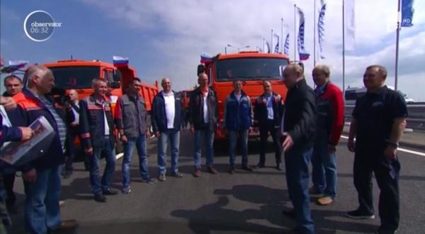 Vladimir Putin a inaugurat noul pod care leagă Rusia de peninsula Crimeea, pe care a anexat-o în 2014