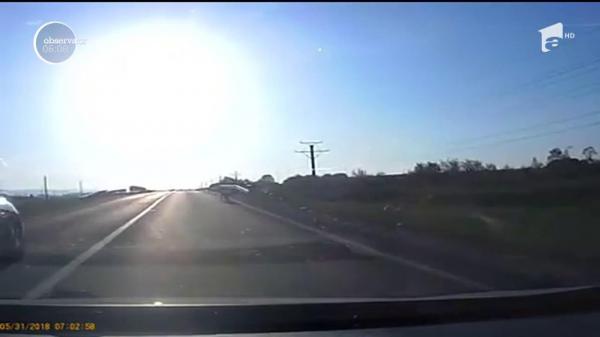 Imagini şocante pe DN1, la ieşirea din Făgăraş spre Sibiu. Accident surprins live