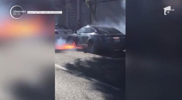 O actriţă din SUA a postat pe reţelele sociale imagini cu incendiul care a cuprins maşina soţului său