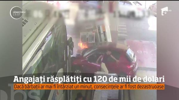 Angajaţii unei benzinării din China au fost răsplătiţi de şeful lor cu 120 de mii de dolari după ce au reuşit să stingă o maşină care luase foc