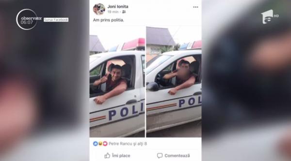 Un tânăr din Brânceni, Teleorman, s-a fotografiat la volanul unei maşini de Poliţie