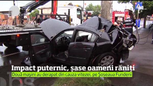 Accident puternic în Capitală! Șase oameni au fost răniți în impact