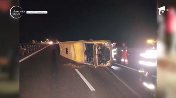 Noapte neagră pe Autostrada A1! Două accidente s-au produs la doar câteva sute de metri distanţă, între Deva și Orăștie