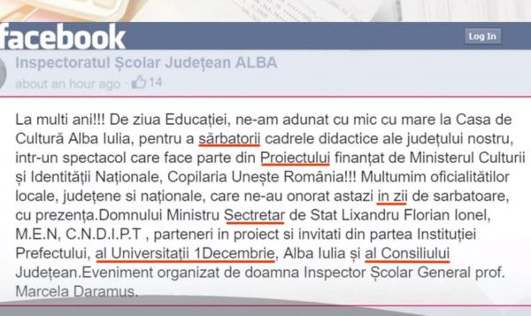 Şapte greşeli grave, în numai zece rânduri, la o postare pe Facebook a Inspectoratului Școlar Alba