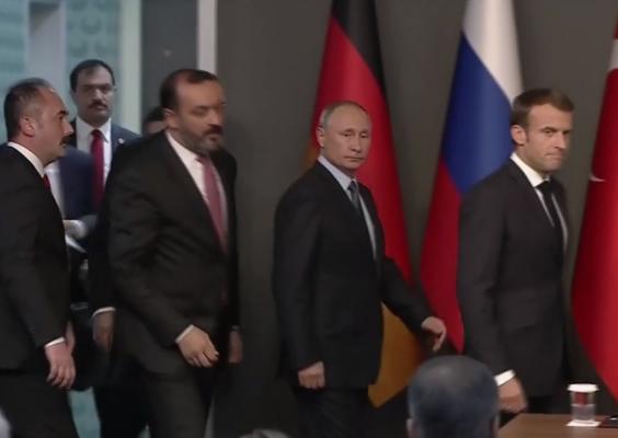 Vladimir Putin, Recep Erdogan, Emmanuel Macron şi Angela Merkel au adoptat o declaraţie comună privind viitorul Siriei