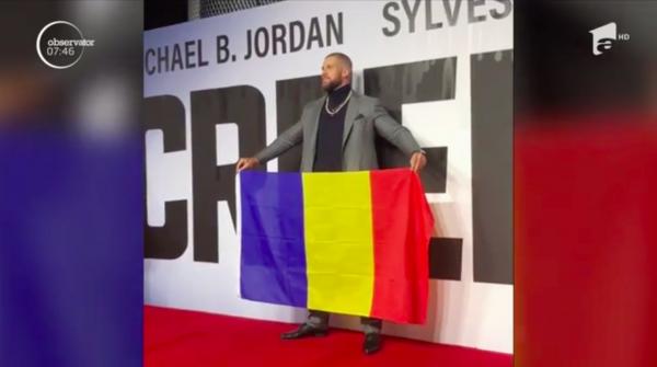 Actorul Florian Munteanu a venit cu tricolorul la premiera filmului "Creed 2"