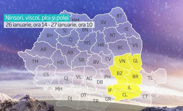 Meteorologii ANM au prelungit codul galben de polei! Sunt afectate Capitala și 7 județe