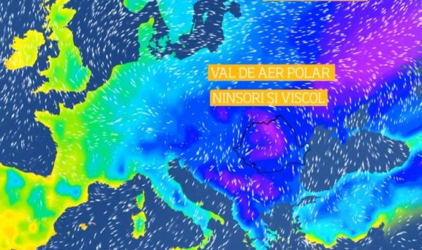 Val de aer polar spre România. Meteorologii anunţă viscol şi ger