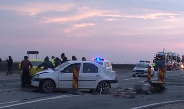 Trei muncitori care lucrau la un drum naţional, în Buzău, loviţi în plin de un autoturism