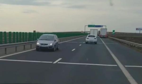 Șoferița filmată pe contrasens, pe Autostrada Arad-Nădlac, amendată și lăsată fără permis