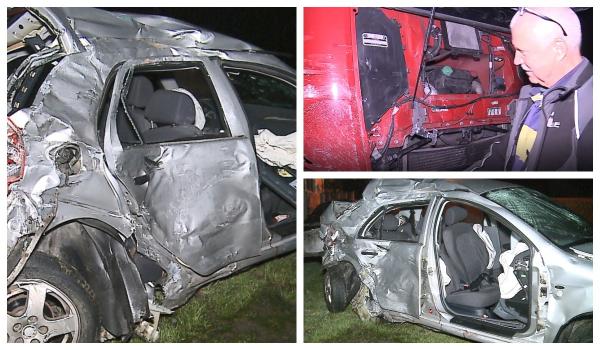 Şofer de tir înspăimântat pe şosea, la Sighişoara: "Venea în zigzag spre mine!" Impactul, devastator