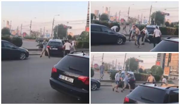Bătaie sălbatică în centrul Iaşului, mai mulţi tineri îşi cară pumni pe şosea (video)