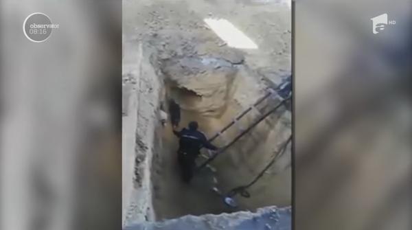 Imagini de la salvarea unor câini blocați într-un șanț, pe un șantier din Galați (Video)