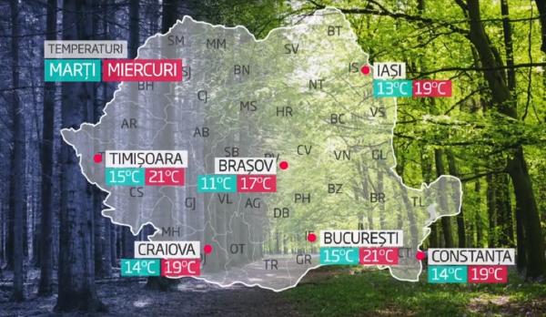 Vreme la extreme în România. Temperaturile vor sări de 20 de grade Celsius