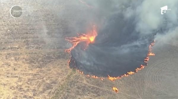 Tornadă de foc în Australia, în timpul incendiilor de vegetație