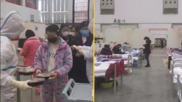 Cum arată un spital cu pacienți cu coronavirus, improvizat într-o sală de sport din Wuhan (Video)