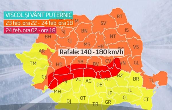 Viscolul pune stăpânire pe România. Care sunt cele mai afectate zone