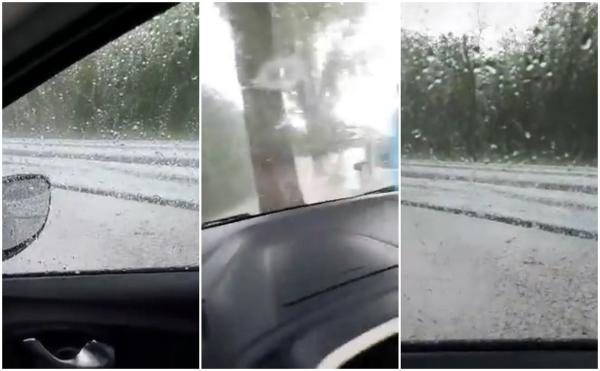 Vijelie puternică în Dolj, grindina a făcut prăpăd: "Totul e alb, tu vezi?" (Video)