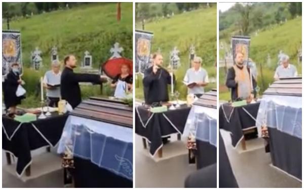 Un preot din Cluj a făcut o criză de nervi la o înmormântare, furios pe rudele care nu au plătit locul de veci (Video)