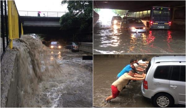 Craiova sub ape, după ce s-au rupt norii și a plouat o oră, torențial (video)