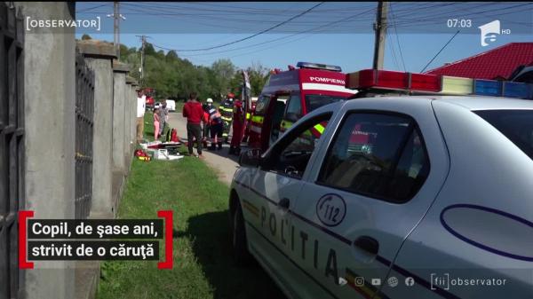 Copil de șase ani, strivit de o căruță în Dâmbovița