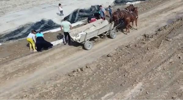 Hoți filmați cu drona când fură materiale folosite pentru construirea Drumului Expres Craiova - Pitești (Video)