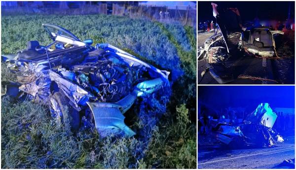 BMW dezintegrat pe şosea, tânăr mort pe loc, după un impact înfiorător, la Suceava. Video