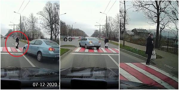 Şoferul unui Volkswagen a evitat la milimetru o femeie, pe o trecere de pietoni din Vaslui, apoi şi-a văzut de drum