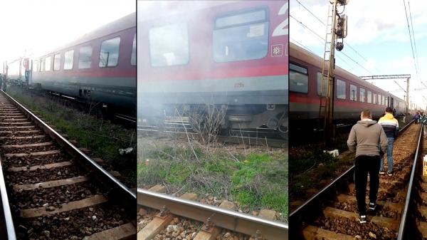 Panică pentru pasagerii unui tren InterRegio Bucureşti - Craiova. Garnitura a început să scoată fum în mers