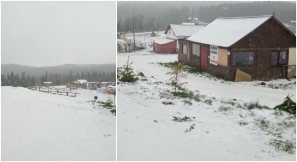 Vara vine cu ploi torenţiale şi zăpadă. În staţiunea Munţii Băişoarei din Cluj a nins ca în plină iarnă