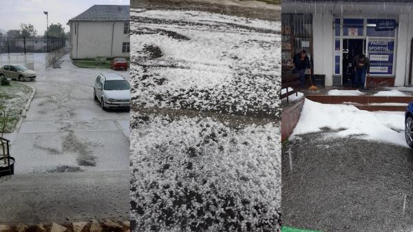 Şosele acoperite cu gheață, după o ploaie de 15 minute, în Horezu