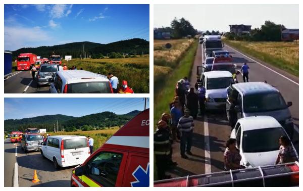 Accident grav în Gura Humorului: 7 răniţi, după ce două microbuze şi un autoturism au intrat în coliziune. A fost activat planul roşu de intevenţie